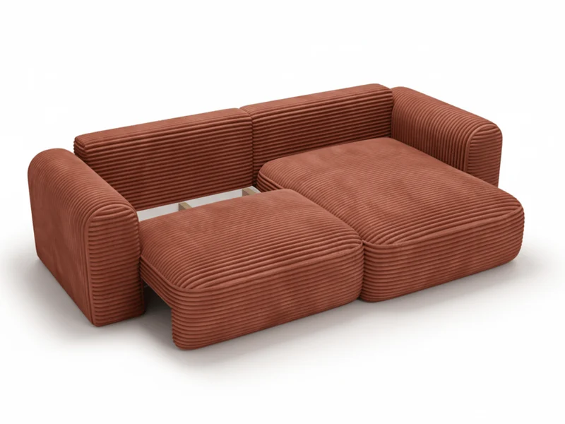 Canapé d’Angle Convertible LUMA – Velours Côtelé Épais – Coffre de Rangement