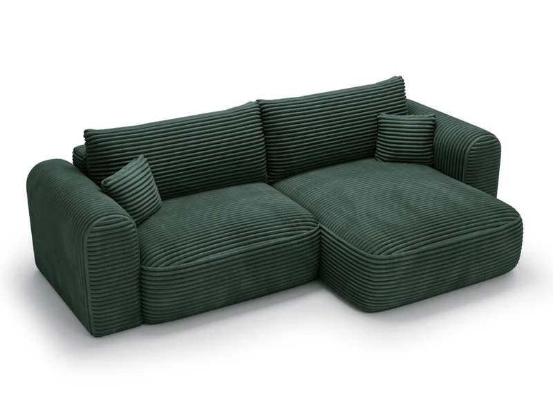 Canapé d’Angle Convertible LUMA – Velours Côtelé Épais – Coffre de Rangement