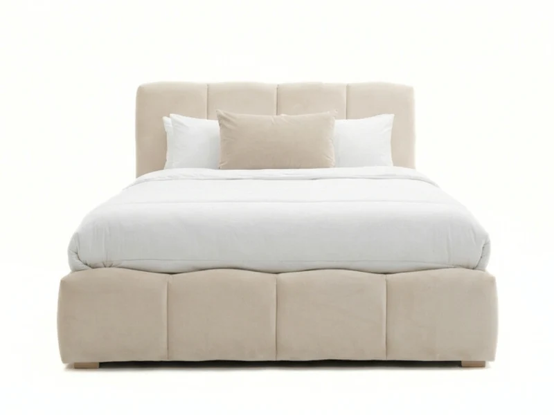 Lit coffre BUBBLE en velours – Lit double design avec rangement intégré et tête de lit épaisse rembourrée – Beige, Gris, Noir