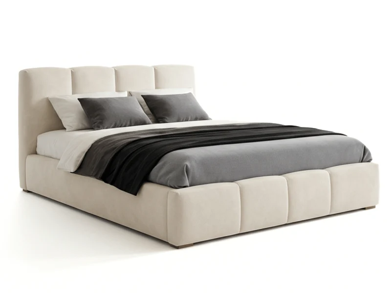 Lit coffre BUBBLE en velours – Lit double design avec rangement intégré et tête de lit épaisse rembourrée – Beige, Gris, Noir