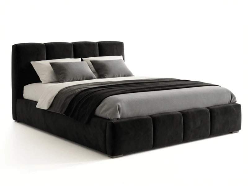Lit coffre BUBBLE en velours – Lit double design avec rangement intégré et tête de lit épaisse rembourrée – Beige, Gris, Noir