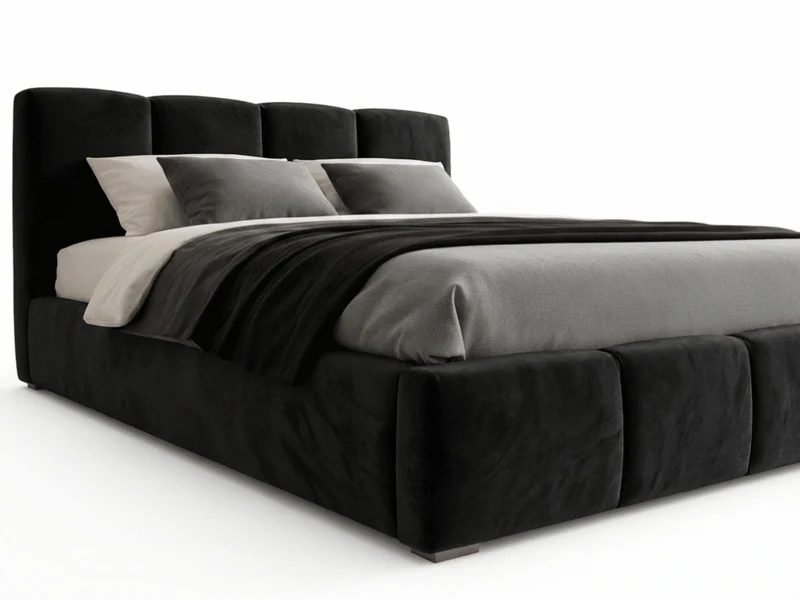 Lit coffre BUBBLE en velours – Lit double design avec rangement intégré et tête de lit épaisse rembourrée – Beige, Gris, Noir