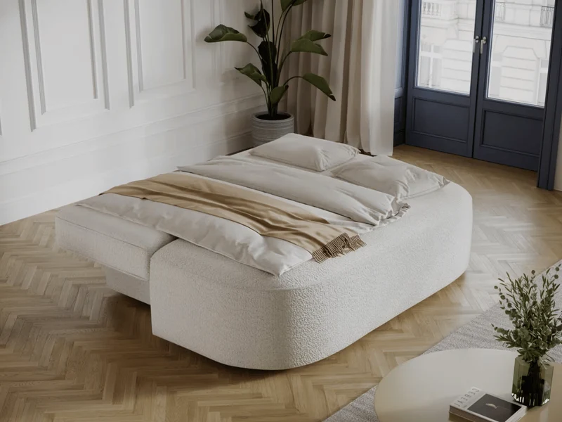 Canapé Lilana – Convertible 2 places avec coffre | Design arrondi moderne