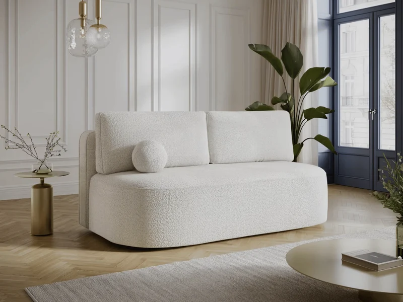 Canapé Lilana – Convertible 2 places avec coffre | Design arrondi moderne
