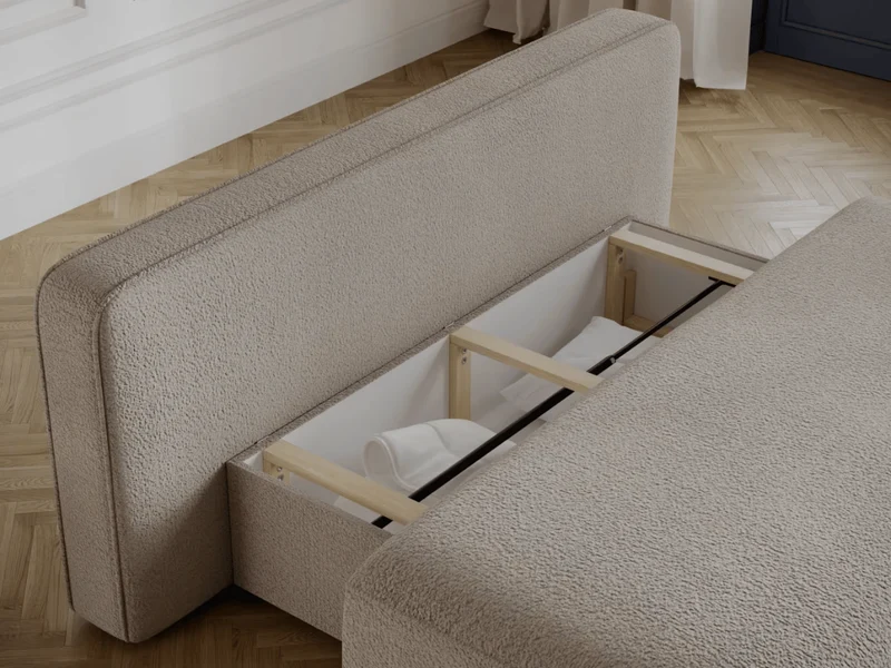 Canapé Lilana – Convertible 2 places avec coffre | Design arrondi moderne