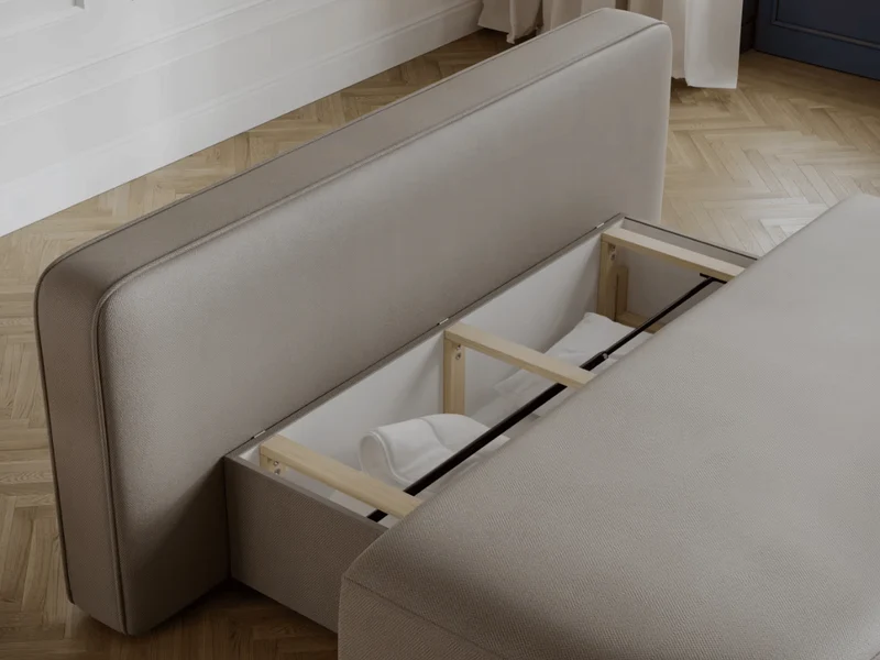 Canapé Lilana – Convertible 2 places avec coffre | Design arrondi moderne