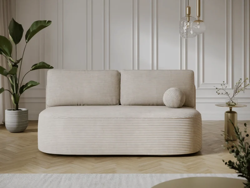 Canapé Lilana – Convertible 2 places avec coffre | Design arrondi moderne
