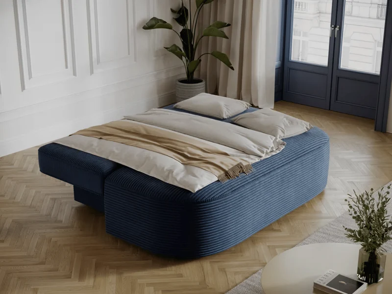 Canapé Lilana – Convertible 2 places avec coffre | Design arrondi moderne