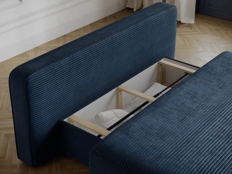 Canapé Lilana – Convertible 2 places avec coffre | Design arrondi moderne