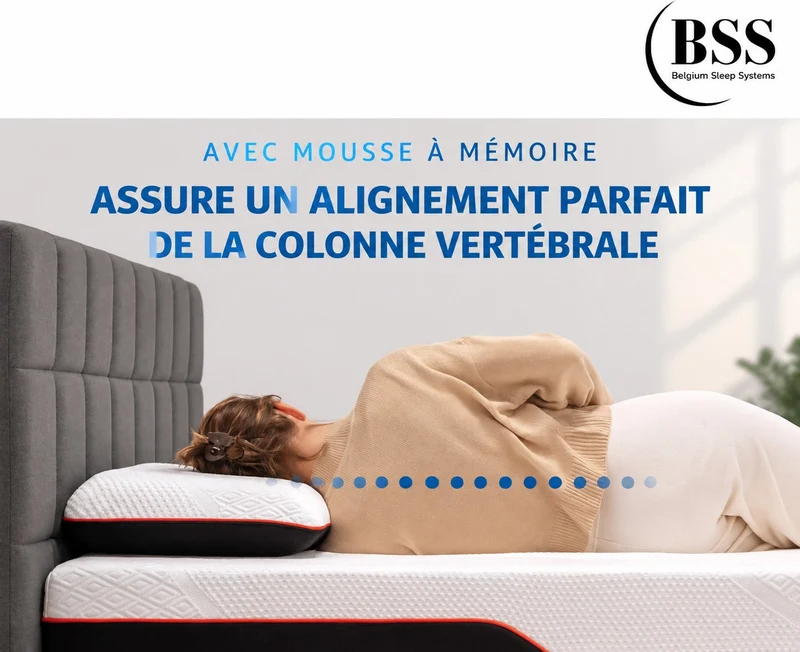 MLILY | Oreiller ergonomique à mémoire de forme – 60 x 40 x 12 cm