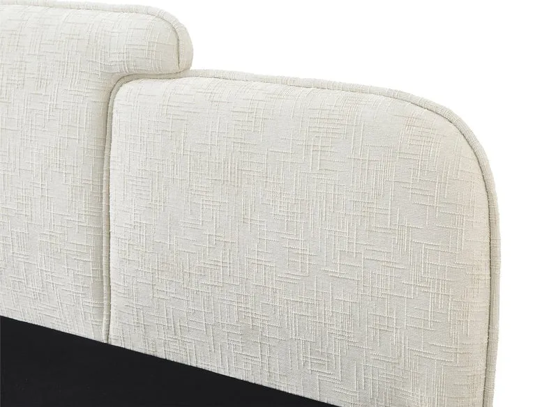 Lit coffre en velours chiné beige 140x190 cm MILENA