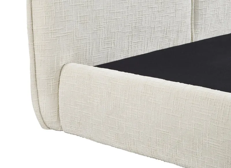Lit coffre en velours chiné beige 140x190 cm MILENA