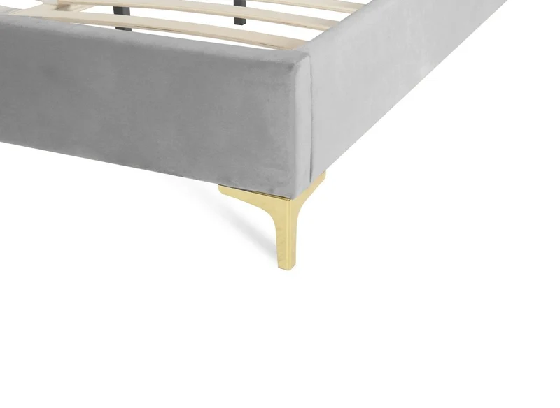 Lit double en velours gris 180x200 cm MARION