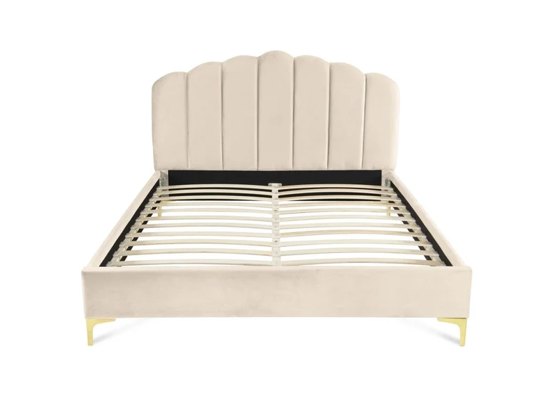 Lit double en velours beige 180x200 cm MARION