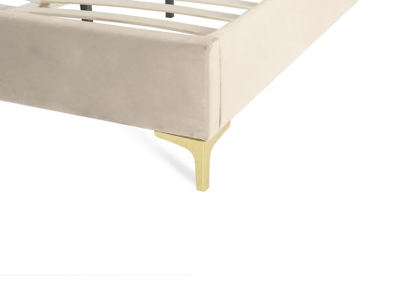 Lit double en velours beige 180x200 cm MARION