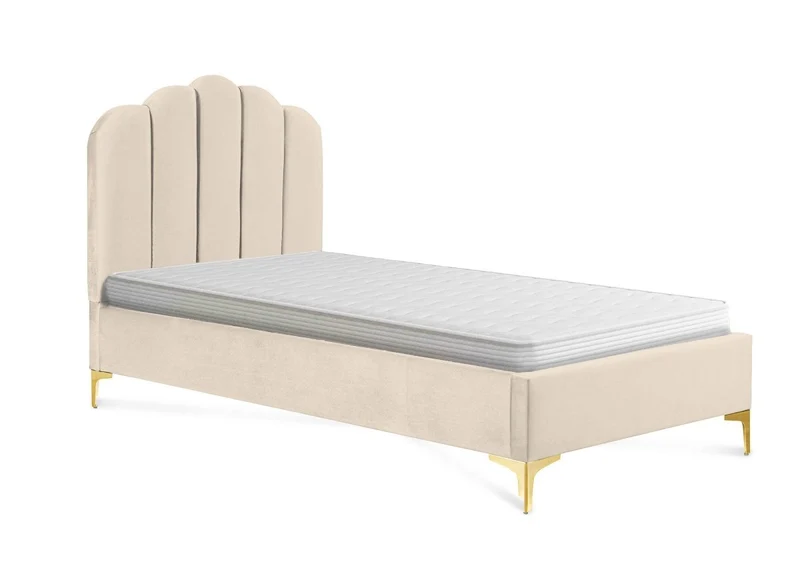 Lit simple en velours beige 90x190 cm MARION