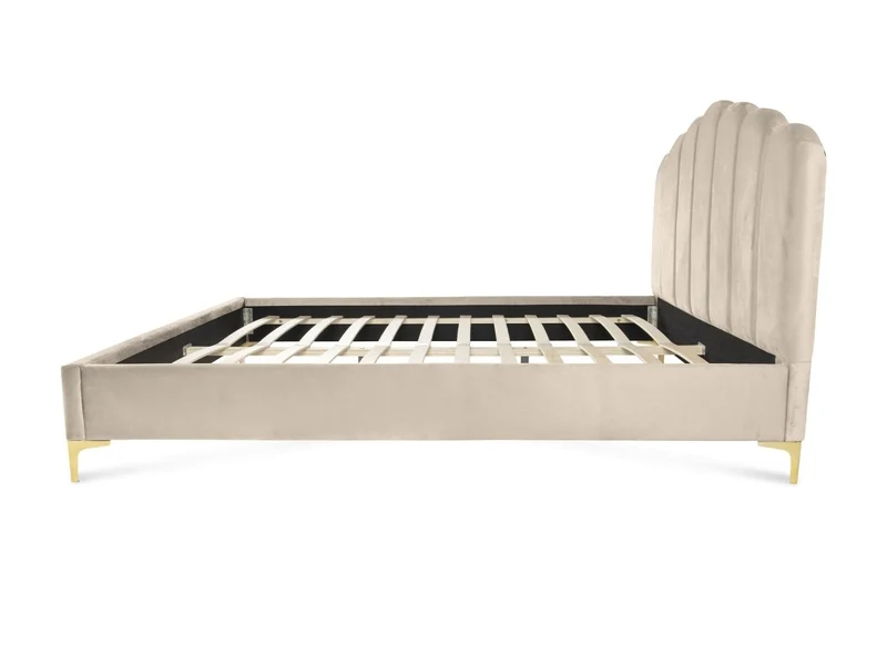 Lit double en velours beige 160x200 cm MARION
