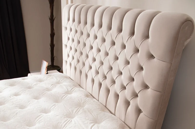 Lit Coffre Luna Beige - Velours