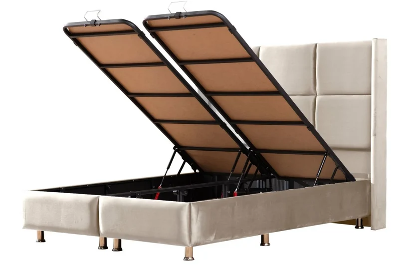 Lit Coffre Rio Beige - Velours