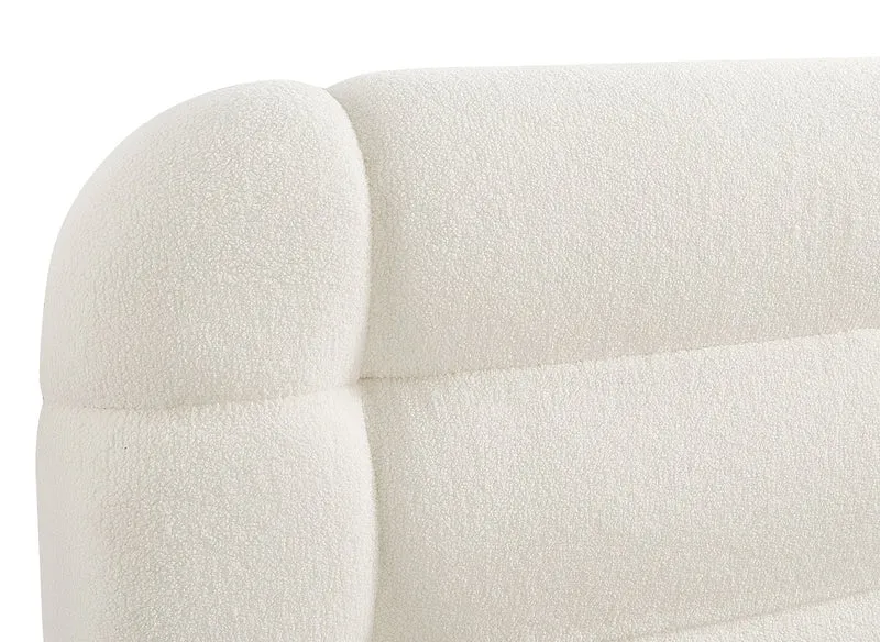 Lit double en tissu bouclette écru 140x190 cm YOURI