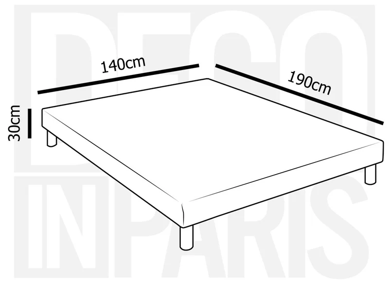 Sommier tapissier 140 x 190 cm + 4 pieds
