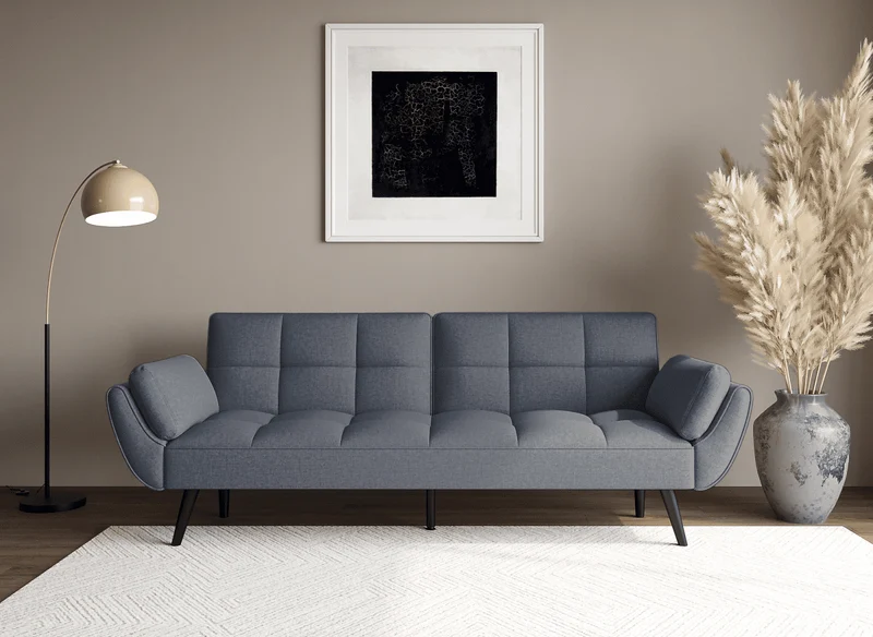 Canapé clic clac 3 places en tissu gris foncé NARA