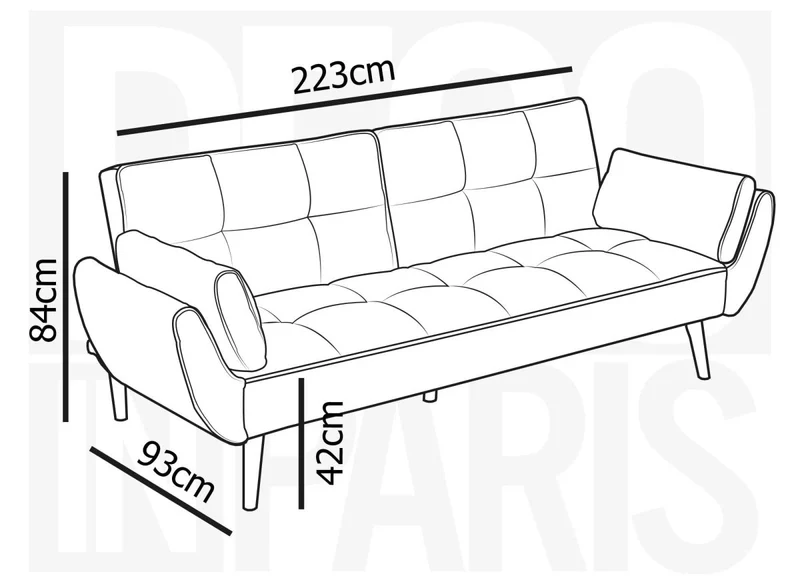 Canapé clic clac 3 places en tissu gris foncé NARA