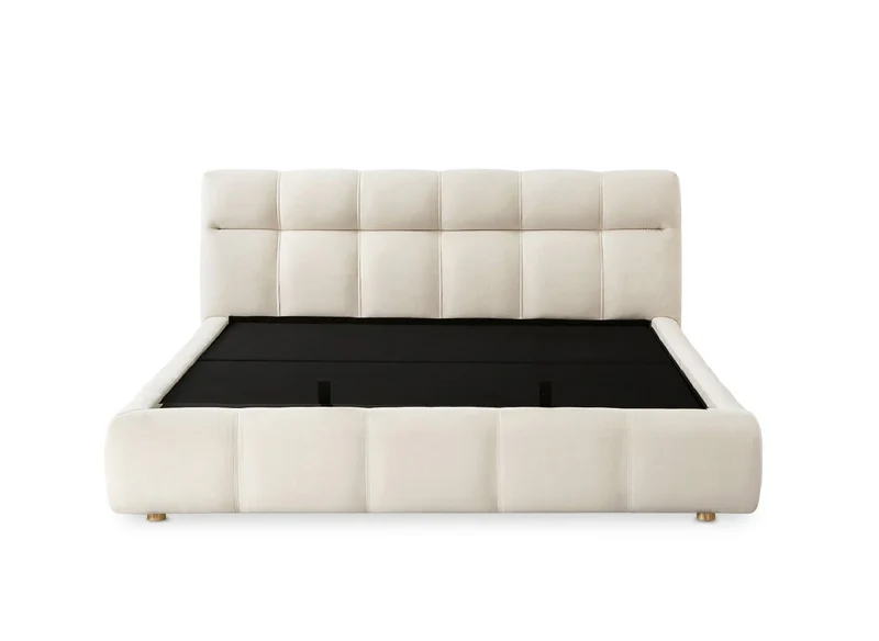 Lit coffre en velours beige 160x200 cm GEORGINA