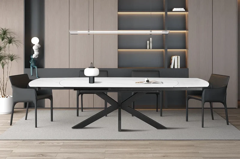 Table Extensible ARYA Ovale Danoise en Pierre - de 160 à 240 cm