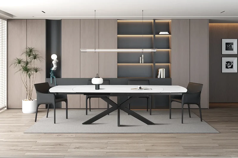 Table Extensible ARYA Ovale Danoise en Pierre - de 160 à 240 cm