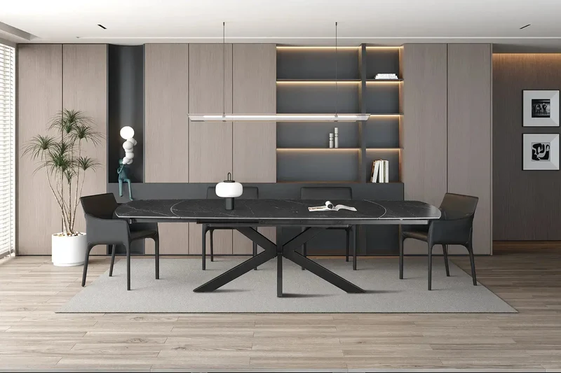 Table Extensible ARYA Ovale Danoise en Pierre - de 160 à 240 cm