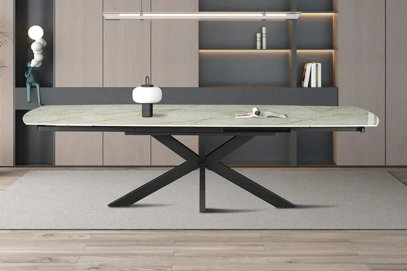 Table Extensible ARYA Ovale Danoise en Pierre - de 160 à 240 cm