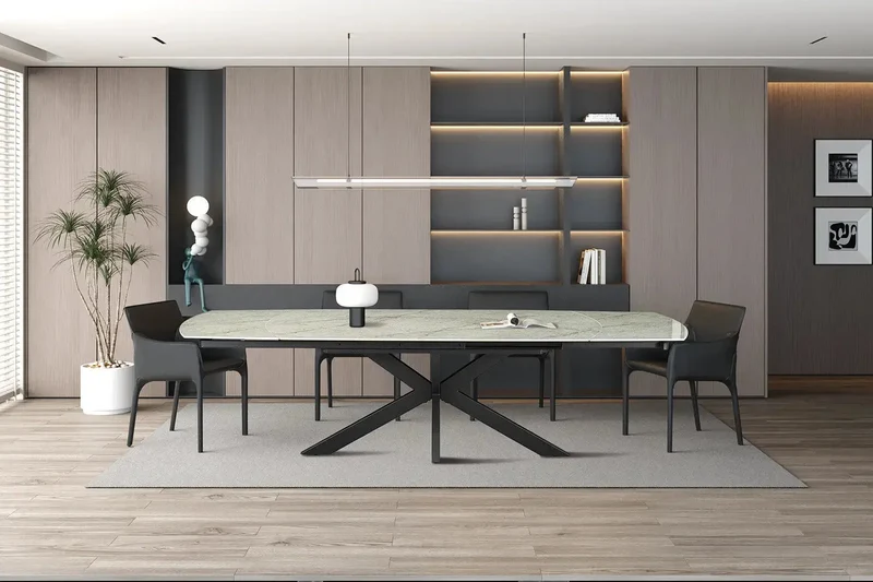 Table Extensible ARYA Ovale Danoise en Pierre - de 160 à 240 cm
