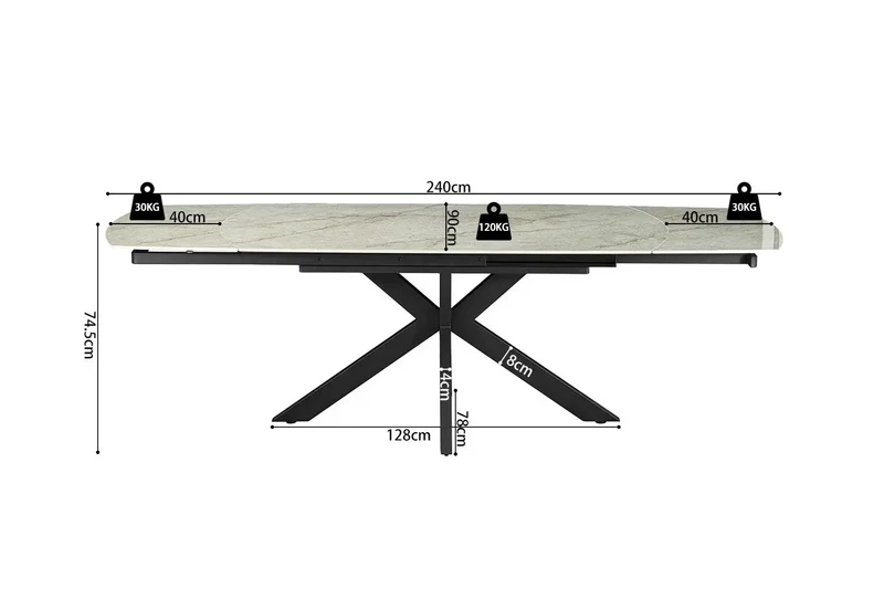 Table Extensible ARYA Ovale Danoise en Pierre - de 160 à 240 cm