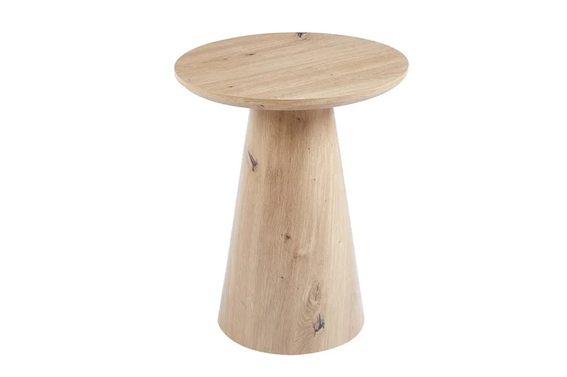Table Basse Ronde Effet Chêne Vieilli LUKA - 45 cm