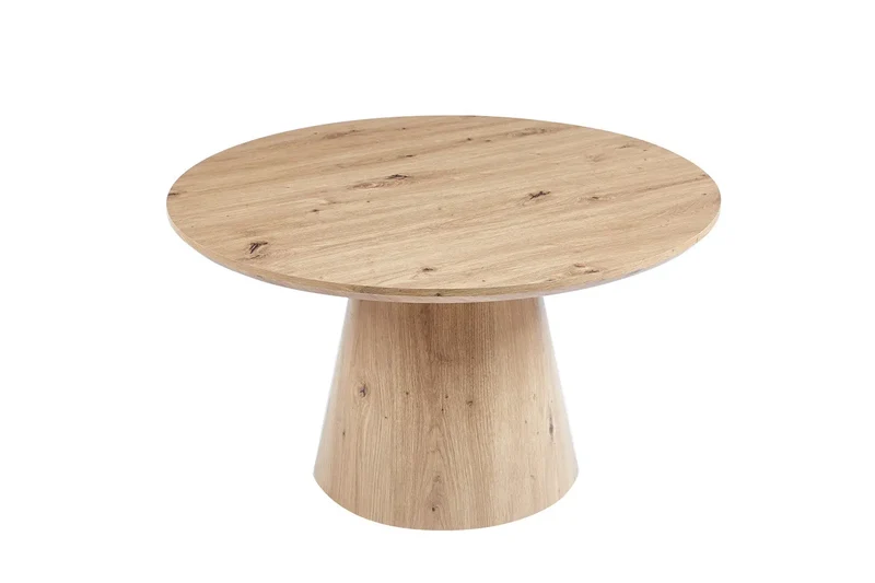 Table Basse Ronde Effet Chêne Vieilli LUKA - 80 cm