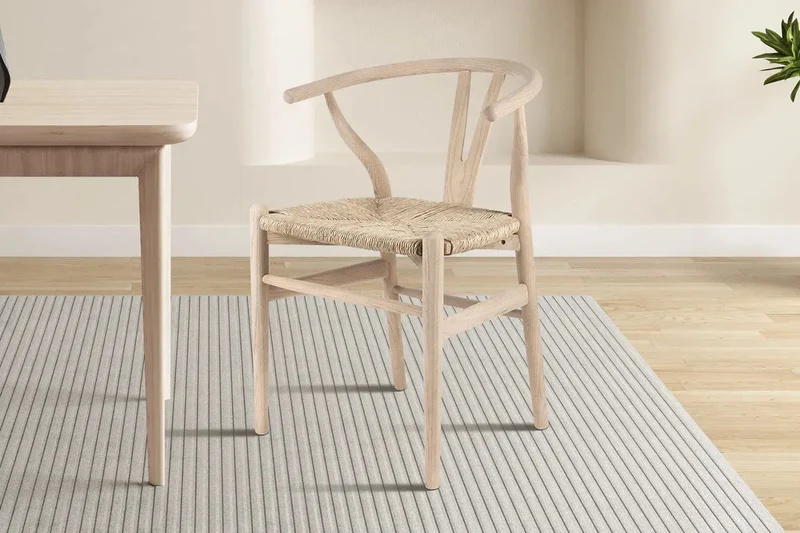 Chaise en Bois d'Orme avec l'Assise Tissé en Jonc de Mer BARTY - 55 x 52.5cm
