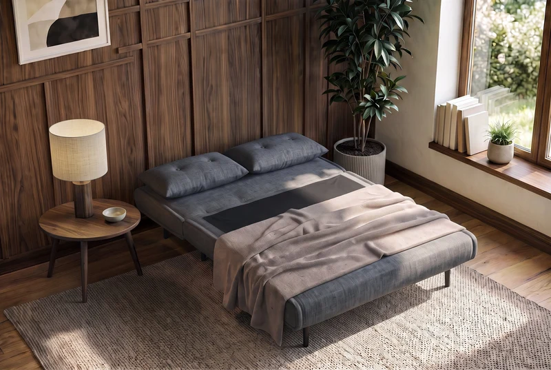 Canapé convertible 2 places SMART MULTIFUNCTION 140cm gris Vogue soie velours