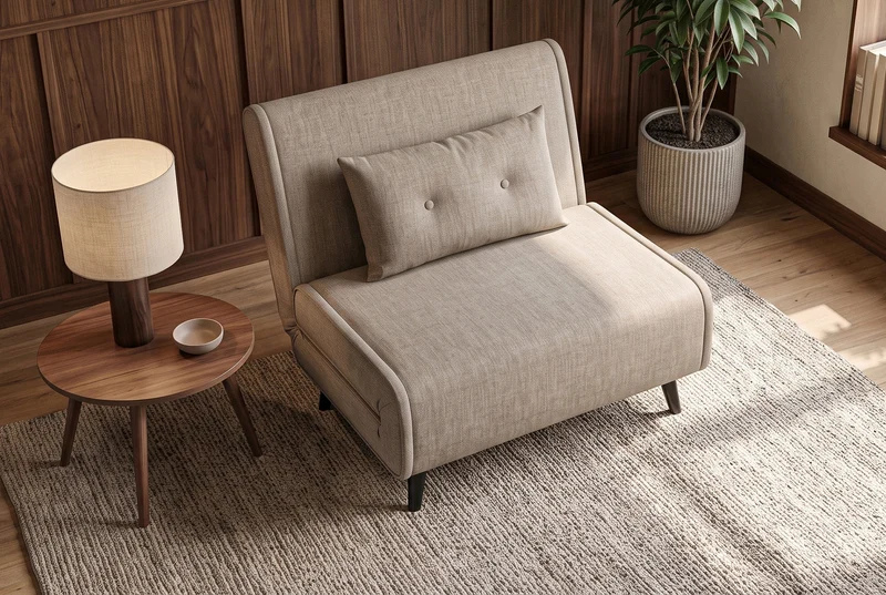 Fauteuil-lit SMART MULTIFUNCTION 100cm beige champagne Vogue velours de soie