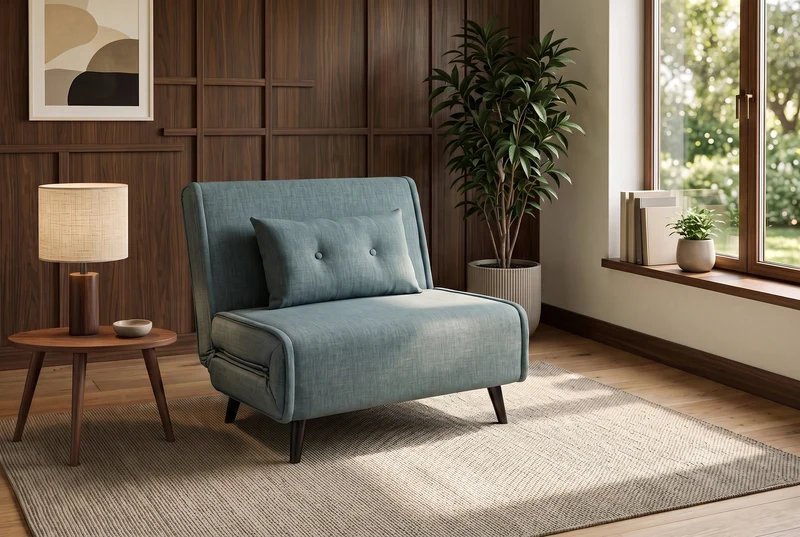 Fauteuil-lit SMART MULTIFUNCTION 100cm pétrole Vogue soie velours