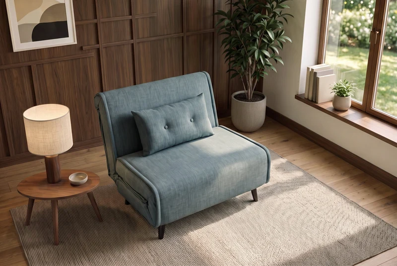 Fauteuil-lit SMART MULTIFUNCTION 100cm pétrole Vogue soie velours