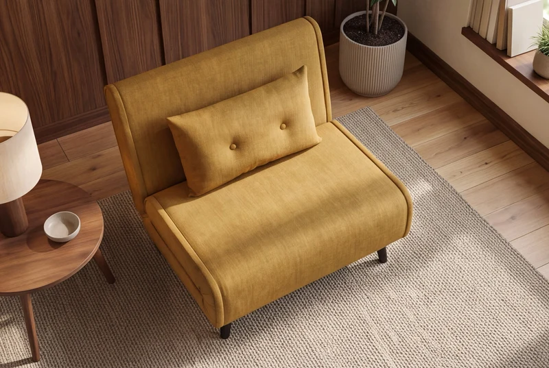 Fauteuil-lit SMART MULTIFUNCTION 100cm jaune moutarde Vogue soie velours