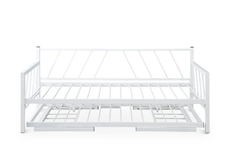 Lit banquette gigogne en métal blanc TORRY 90 x 190 cm