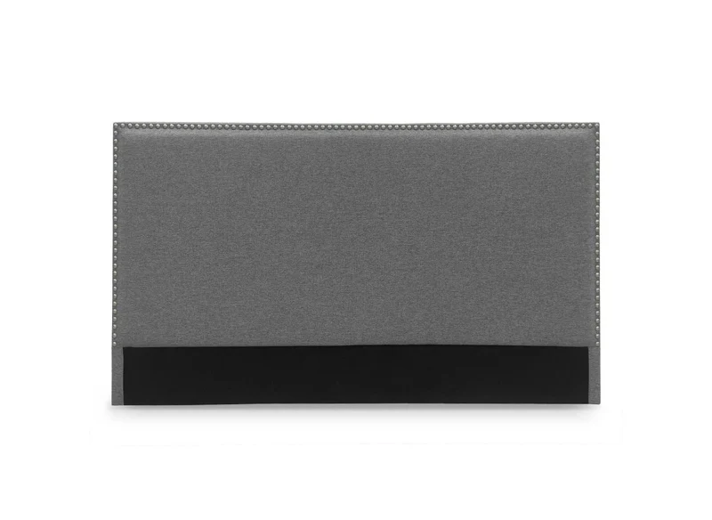 Tête de lit cloutée en tissu lin gris 140 cm LINDA