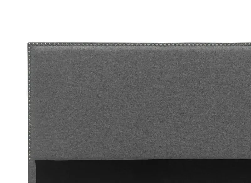 Tête de lit cloutée en tissu lin gris 140 cm LINDA