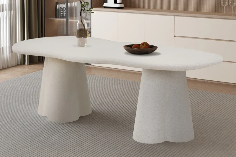 Table à manger Ovale Effet Ciment Organique FARY - 220 cm