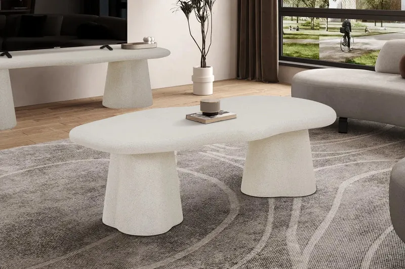 Table Basse Effet Ciment FARY Ciment Beige - 130 cm