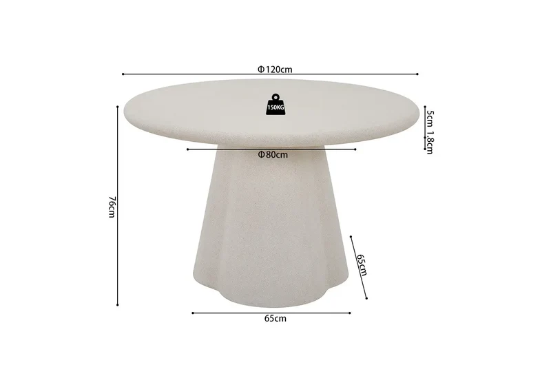 Table Ronde Effet Ciment FARY pour salle à manger - 120 cm