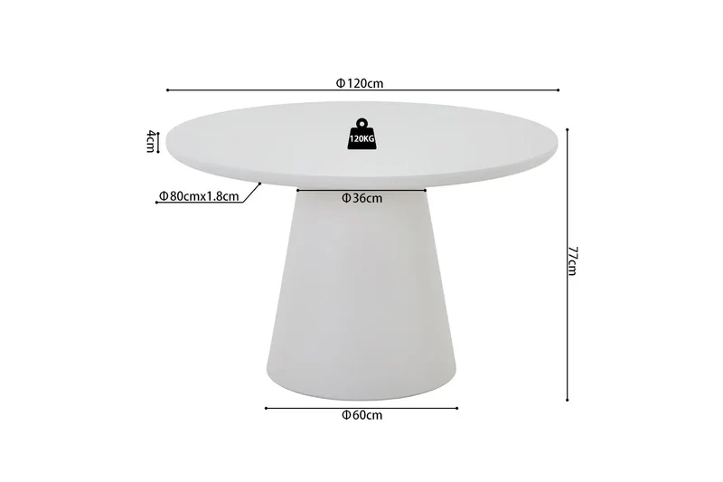 Table Ronde Effet Ciment Écru TAVINA pour salle à manger - 120 cm
