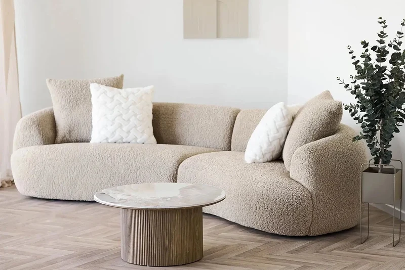 Table basse ATHENS avec un plateau en céramique, blanc et marron foncé - 80x40 cm